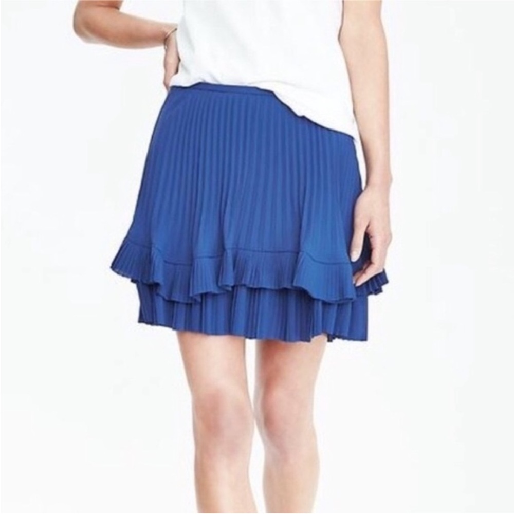 Banana Republic Royal Blue Pleated Layered Mini Skirt